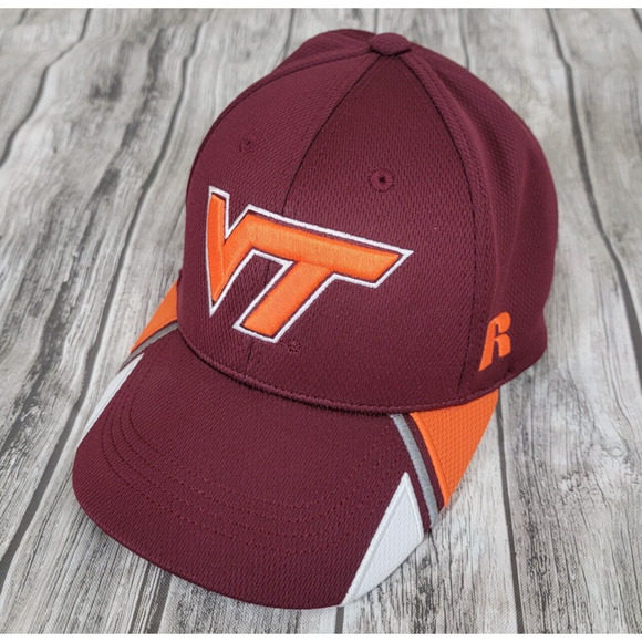 Virginia Tech Hat Russell One Size Hokies Adjustable Embroidered Maroon - Picture 2 of 5